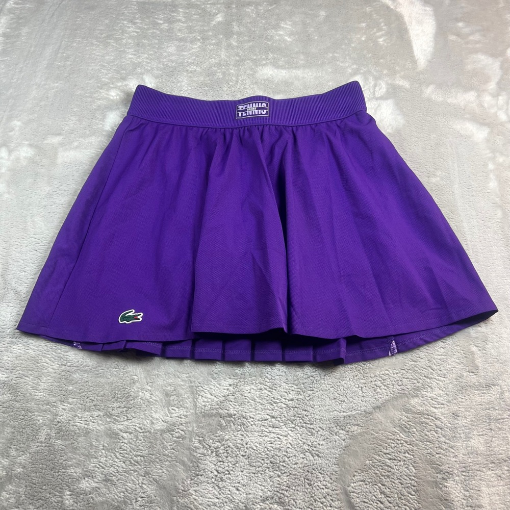 Lacoste Women's 38 Tennis Skort Purple Pleated Mesh Activewear Skirt